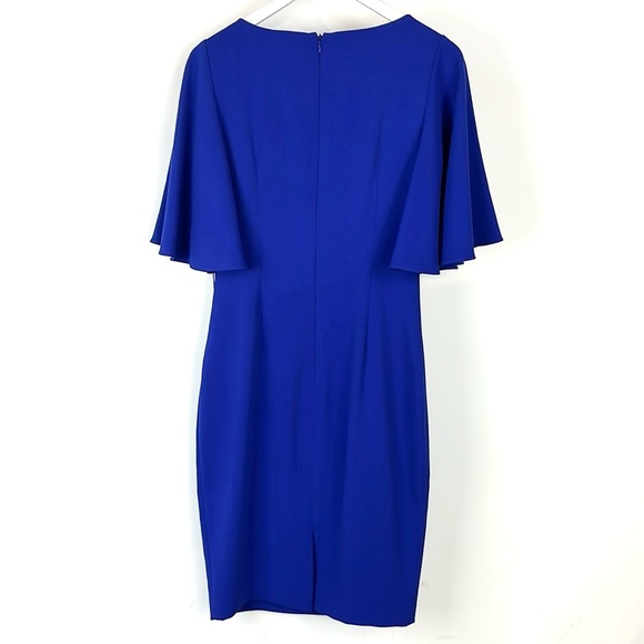 Badgley Mischka Electric Blue Flutter Sleeve Dress - Picture 2 of 9